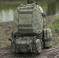 Військово-тактичний рюкзак Molle Assault 55 L+ 3 органайзери, олива