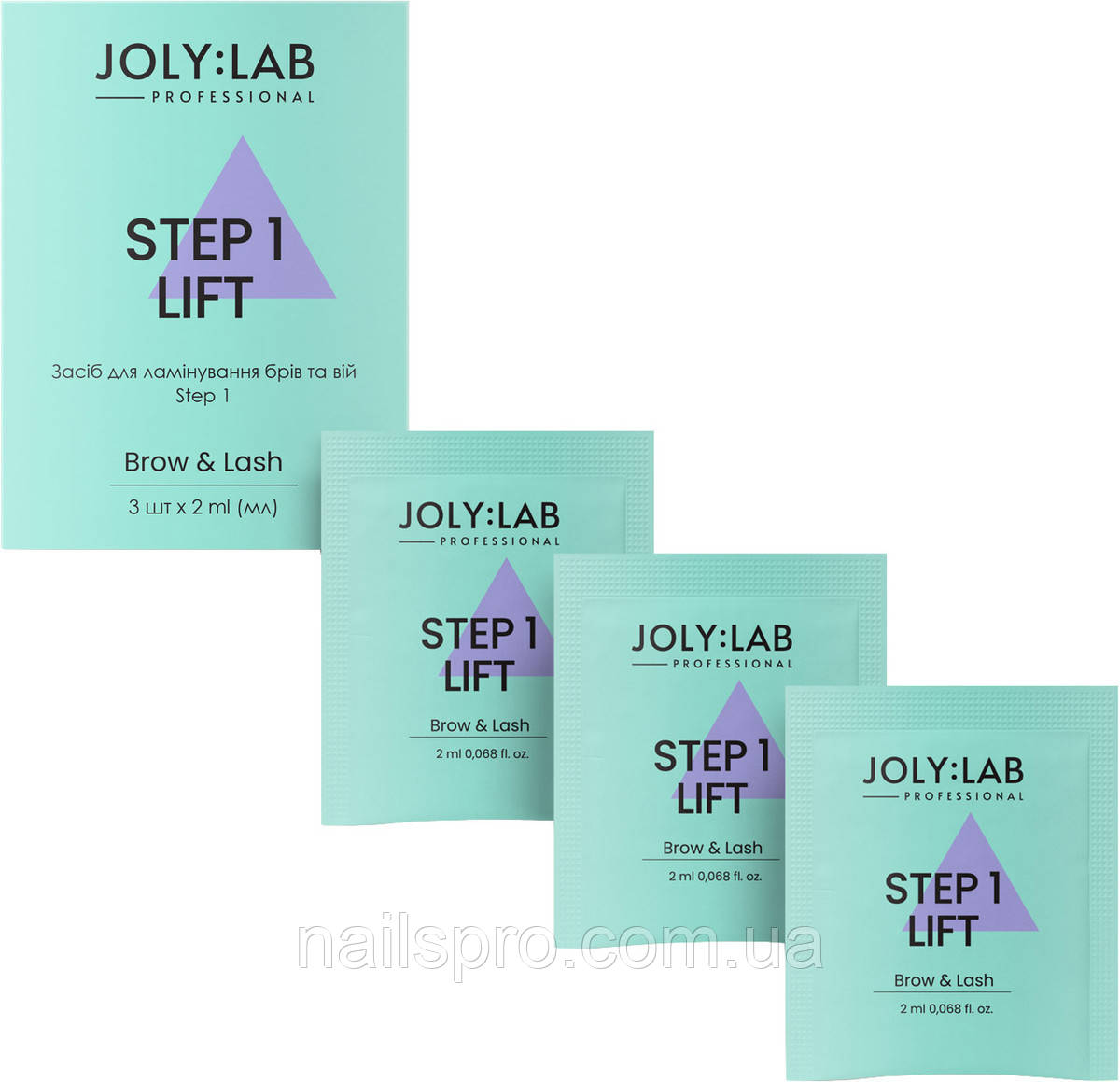 Набір засобів для ламінування брів та вій Joly:Lab Lift Step 1, 3 шт. х 2 мл