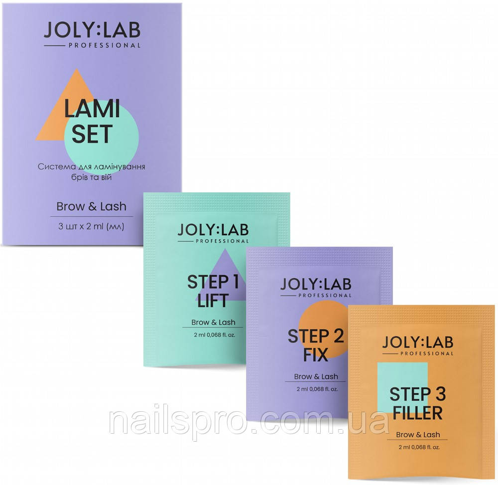 Система для ламінування брів та вій Joly: Lab Lami Set, 3 шт. х 2 мл