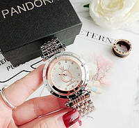 Классические женские наручные часы стиль Pandora Серебро с розовым Shopen Жіночий класичний наручний годинник