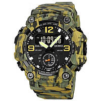 Мужские водостойкие спортивные военные тактические часы камуфляж Skmei Brave Shopen Чоловічий водостійкий
