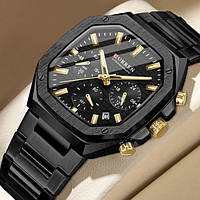 Мужские наручные часы черные Curren Mentor Shopen Чоловічий наручний годинник чорний Curren Mentor
