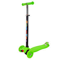 Самокат дитячий 3-х колісний Scooter Maxi SC2401(Green) колеса що світяться, зелений Shopen