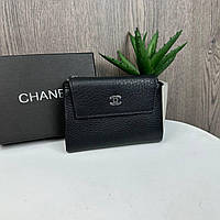 Шкіряний жіночий міні гаманець клатч, маленький портмоне натуральна чорна шкіра Im_1199