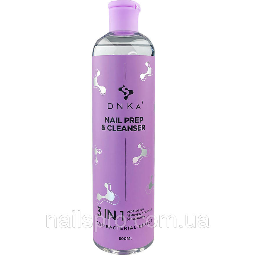 Засіб для зняття липкого шару, дезінфекції та знежирення DNKa 3in1 Nail Prep & Cleanser, 500 мл