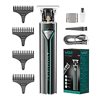 Триммер мужской для бороды и стрижки на аккумуляторе VGR V-009 нержавеющий Shopen Трімер чоловічий для бороди