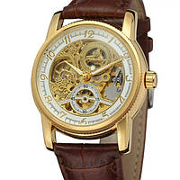 Наручные мужские механические часы коричневые Forsining Star II Shopen Наручний чоловічий механічний годинник