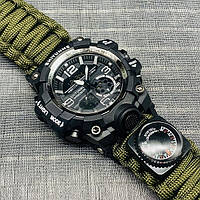 Мужские водостойкие спортивные тактические с компасом часы Hemsut Military с компасом Shopen Чоловічий