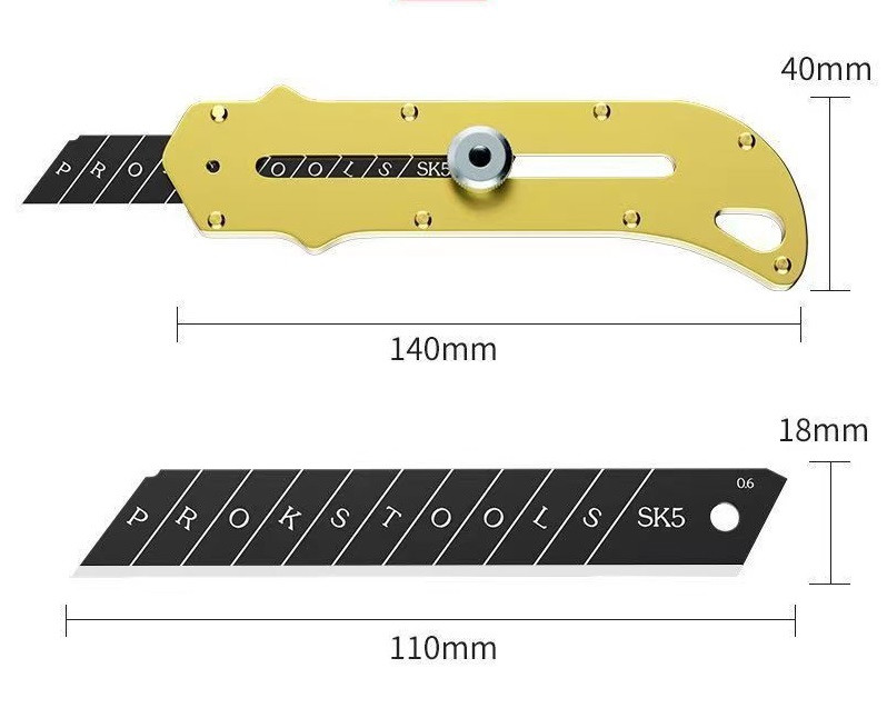 Ніж Utility Knife суцільнометалевий з фіксатором + лезо 18*0.6мм