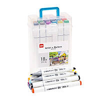 Набір скетч-маркерів 820-18 у пластиковому боксі, 18 кольорів Shopen