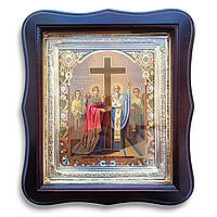 Ікона "Воздвиження Хреста Господнього", лик 15х18 см, у темному дерев'яному кіоті, тип 2