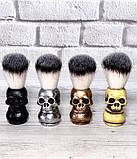 Щітка помазок для гоління (череп) бронза, фото 3
