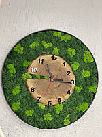 Часы в металлическом ободке 40-44 см со стабилизированным мхом Настенные часы ручной работы