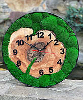 Часы в металлическом ободке 30-34 см со стабилизированным мхом Настенные часы ручной работы