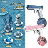 Водяний пістолет Water Gun Glock електричний із великою місткістю на акумуляторі, заряджання USB Синій, фото 10