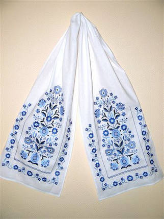 Рушник з вишивкою "Добробут" синя вишивка(рушник 43*220 см), фото 2