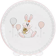 Тарелка керамическая "Веселый кролик" с золотым яйцом Ø17см