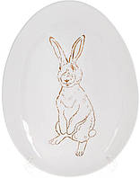 Набор 4 керамических овальных блюда "Bunny" 27х20х2см, белый с золотом