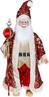 Декоративная музыкальная фигура "Санта с посохом" 60см, красный с золотым