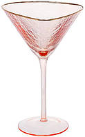 Набор 4 фужера Diva Pink бокалы для мартини 190мл, розовый с золотым кантом