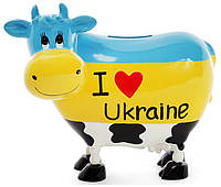Копилка-коровка "I love Ukraine" 16.5х9х14см керамическая