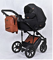 Детская коляска 2 в 1 Angelina Amica Electro черный+коричневый mn