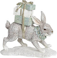 Декоративная статуэтка "Серый Зайчик с подарками" 19.5х7.5х18см, полистоун