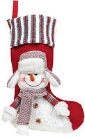 Носок для подарков "Снеговик" 28х7х51см, красный