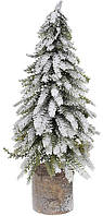 Декоративная елка "Снежная на пеньке" 20х20х55см, полиэтилен и натуральное дерево