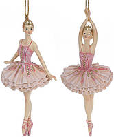 Набор 6 подвесных статуэток "Балерина" 14.5см, полистоун, розовый