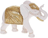 Декоративная статуэтка "Слон" 25х9х18см, полистоун, белый с золотом