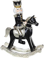 Фигура декоративная "Щелкунчик на Лошадке-качалке" 19х8х25см, полистоун, черный