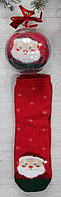 Шкарпетки махрові червоні новорічні "Кулька" з Дідом Морозом 35-40р.