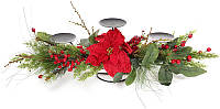 Подсвечник новогодний "Хвоя с красными ягодами" на 3 свечи