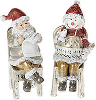 Набор 2 статуэтки "Санта со Снеговиком" 16.5см