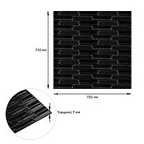 3D панель самоклеюча кладка чорна 700х770х7мм (038) SW-00000303, фото 3