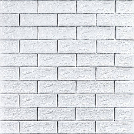 Самоклеюча 3D панель цегла біла смужка срібло 700х770х5мм (100-5) SW-00000753, фото 1