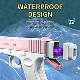 Водяний пістолет акумуляторний електричний Water Gun Glock з 2 обоймами для води Рожевий, фото 7