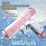 Водяний пістолет акумуляторний електричний Water Gun Glock з 2 обоймами для води Рожевий, фото 8