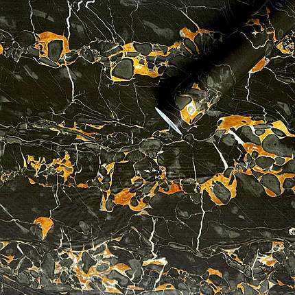 Самоклеюча плівка чорний мармур з жовтим 0,45х10мх0,07мм SW-00001282, фото 1