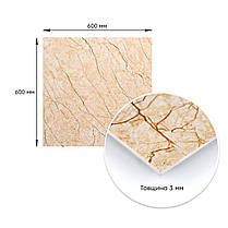 Декоративна ПВХ плита бежевий мармур 600*600*3mm (S) SW-00001618, фото 4