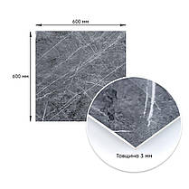 Декоративна ПВХ плита сірий натуральний мармурр 600*600*3mm (S) SW-00001627, фото 4