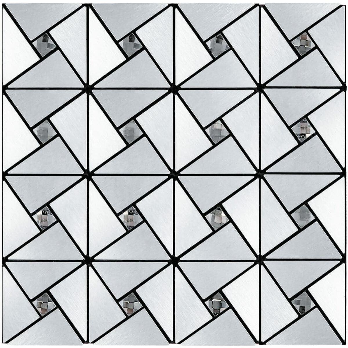 Самоклеюча алюмінієва плитка срібло зі стразами 300х300х3мм SW-00001325 (D)