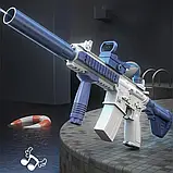 Акумуляторний водяний автомат електричний з прицілом Water Gun M416 синій, фото 5