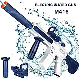 Акумуляторний водяний автомат електричний з прицілом Water Gun M416 синій, фото 6