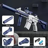 Акумуляторний водяний автомат електричний з прицілом Water Gun M416 синій, фото 4