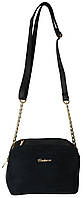 Небольшая женская сумка на плечо с эко кожи Ксения Fashion черная Shopen Невелика жіноча сумка на плече з еко