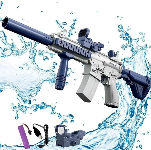 Акумуляторний водяний автомат електричний з прицілом Water Gun M416 синій