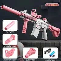 Акумуляторний водяний автомат електричний з прицілом Water Gun M416 рожевий