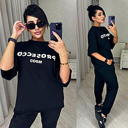 Жіночий молодіжний весняно-літній спортивний костюм, футболка оверсайз і штани з кишенями